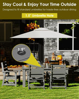 GREENVINES 5-Piece Patio-Dining-Set | HDPE Plastic | Outdoor Table and Chairs Sets for 4 | Patio Furniture | All Weather | Umbrella Hole | for Backyard Poolside Garden | Grey GREENVINES
