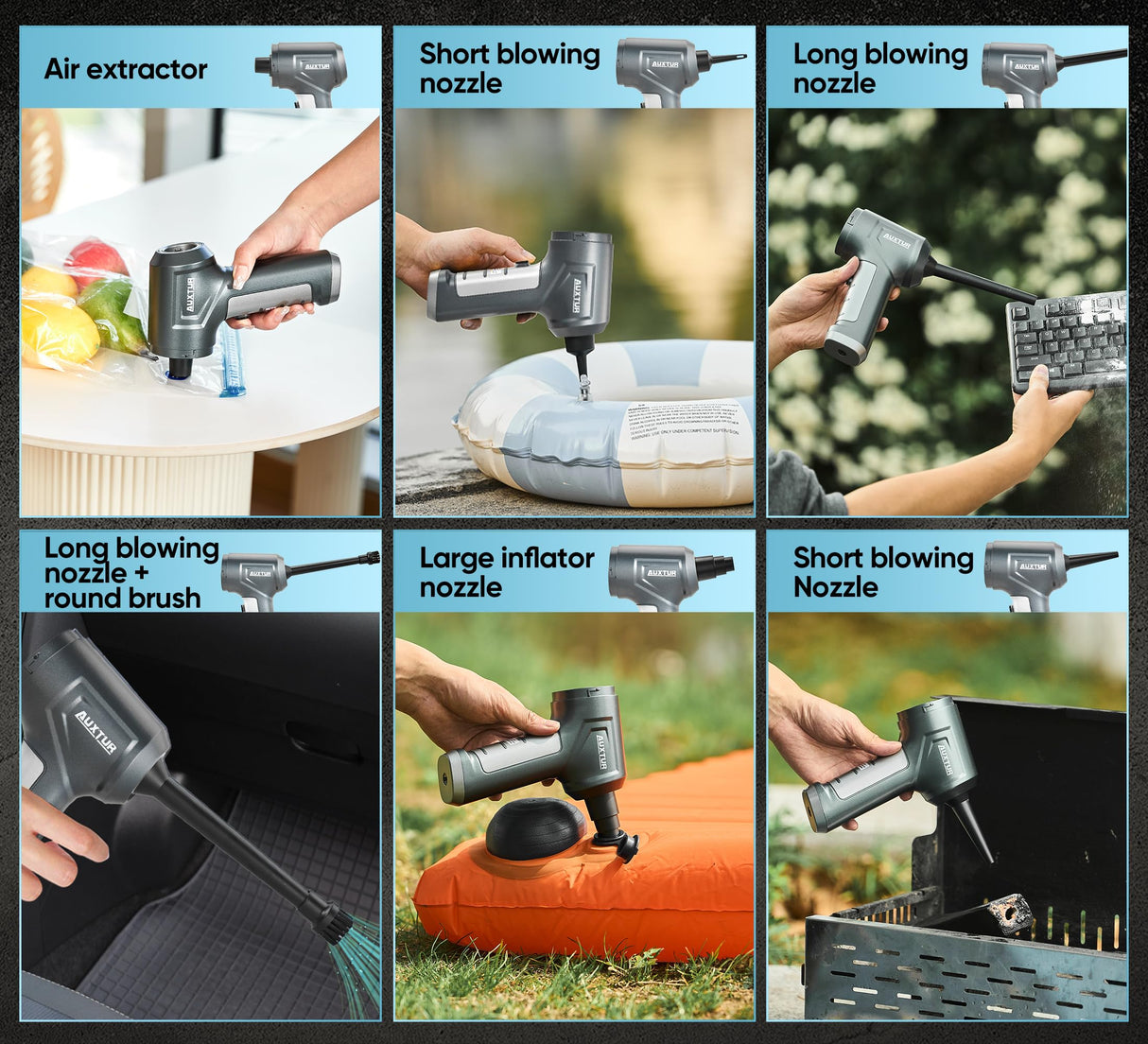 AUXTUR Car Vacuum Portable Cordless Handheld 3 in 1 High Power|15000PA Brushless Motor|Super Suction Mini Car Vacuum with Super Endurance for Car and Home AUXTUR