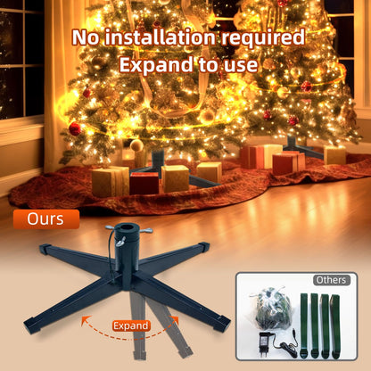 HOYECHI 𝐌𝐮𝐬𝐢𝐜𝐚𝐥 Rotating Christmas Tree Stand, Anti-tilt Noiseless, Up to 9ft 120 lb Artificial Christmas Tree, 360 Degree Spinning Tree Stand With Remote,Music