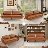 Tbfit 80" Faux Leather Couch, Mid Century Modern Sofa Living Room, 3 Seater Sofa for Small Space Bedroom Office Apartment, Brown Tbfit