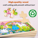 Puzzles for Kids Ages 4-6, 4 Pack Wooden Jigsaw Puzzles 24 Pieces The Castle Puzzle Preschool Educational Learning Toys Set for Boys and Girls MJBLKEREN