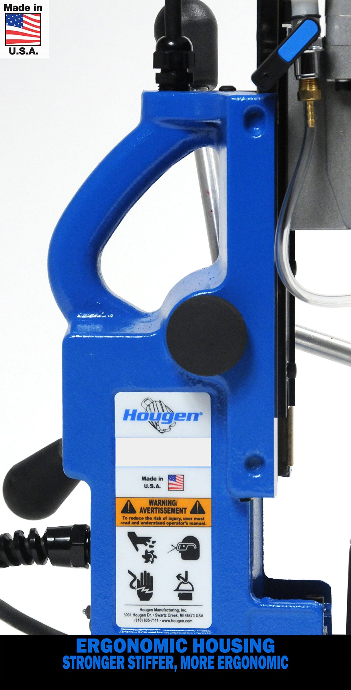 Hougen HMD918 Two Speed Magnetic Drill 6" Depth with Pressurized Coolant System - 115V Drill Holes Up to 6" Deep, Multiple Stacked Plates or Extend Your Hole Reach Capability Hougen