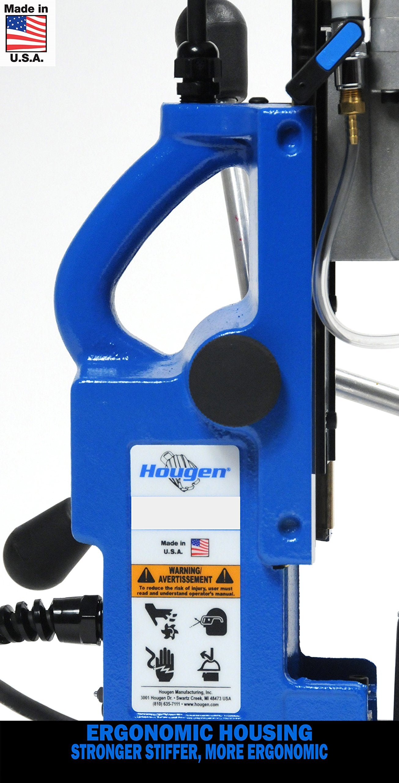 Hougen HMD918 Two Speed Magnetic Drill 6" Depth with Pressurized Coolant System - 115V Drill Holes Up to 6" Deep, Multiple Stacked Plates or Extend Your Hole Reach Capability - WoodArtSupply