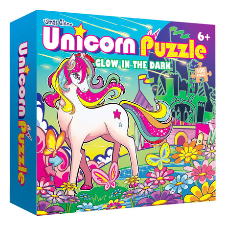 Glow in The Dark 100 Piece Unicorn Puzzle with Paint for Kids, Jigsaw Puzzle Toys for Girls&Boys, Unicorn Birthday Gift for Girls Toodler Age 5 6 7 8 Wings Giant