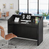 Tribesigns Reception Desk with Counter, Modern Front Desk Reception Room Table with Cable Grommet, 47 inch Retail Counter for Checkout, Lobby, Beauty Salon, Home Office Desk, Black Tribesigns