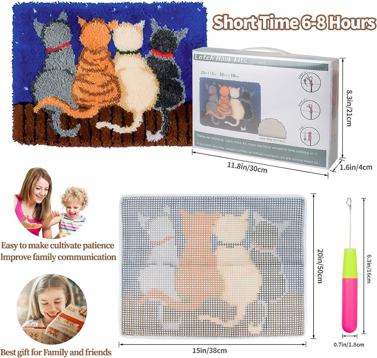 Generic Highland Cow & Sunflowers Latch Hook Kits Rug DIY Cushion Tapestry Making Crochet Hook Mat Making Kits Color Preprinted Pattern Canvas DIY Carpet Needlework Crochet Kits 52x38cm (d99-114) Generic