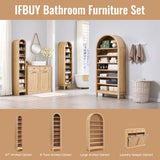 IFBUY 71" Tall Arched Bathroom Storage Cabinet, 7-Tier Modern Farmhouse Storage Cabinet with Adjustable Shelves, Wood Freestanding Cabinet for Bathroom, Living Room, Entryway, Hallway (Natural) IFBUY