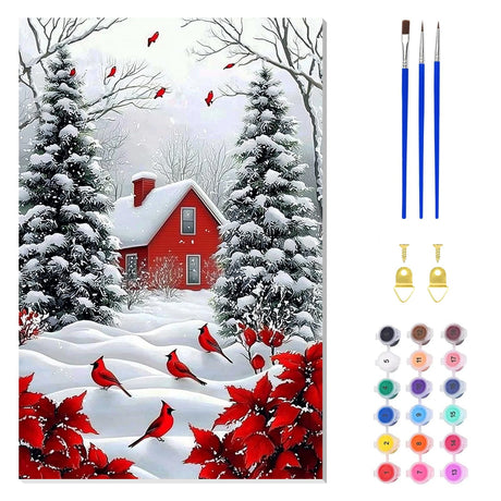 ZENDIYO Christmas Paint by Numbers Kits for Adults Beginner with Wooden Framed Canvas, Snow Scene Easy Adult Paint by Number Kit, DIY Acrylic Color Painting by Number for Home Decor Gift 8x12 Inch ZENDIYO