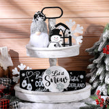 Yalikop 10 Pieces Christmas Farmhouse Winter Decor for Tiered Tray, Rustic Wooden Farmhouse Table Signs for Home Table Decoration Gift, Snowflake Style Yalikop