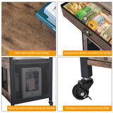 X-cosrack Coffee Bar Cabinet，3 Tiers Kitchen Coffee Cart with Drawer for The Home, Movable Farmhouse Coffee Station Table on Wheels for Living Room, Entryway, Dining Room, Kitchen X-cosrack