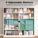 RpAosd 66" Tall Bookcase, 14" Deep 5-Tier Bookshelf with Adjustable Shelves, White Metal Bookshelves with Large Capacity, Heavy Duty Book Shelf for Storage, Library Bookcase Home Office, School RpAosd