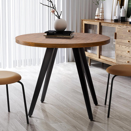 Comfy to go Round Dining Table, 31.5" Small Kitchen Table for 2-4 Person, Mid Century Modern Dining Table with 1.4" Thickness Wood Grain Tabletop for Dining, Living Room, Small Space (Brown) Comfy to go