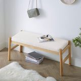 ECLYL Upholstered Entryway Bench, Bedroom Bench for End of Bed, Dining Bench with Padded Seat for Kitchen, Living Room, Fabric Rubber Wood Indoor Bench (Beige) (Beige) ECLYL