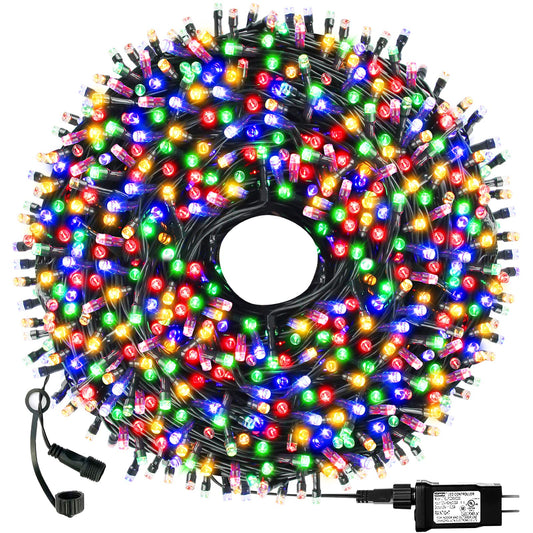 OUTYLTS Christmas String Lights End-to-End Plug 8 Modes 108FT 300 LED IP55 Outdoor Waterproof UL Certificated Indoor Fairy Lights Garden Wedding Christma Trees Parties Decoration Multicolor