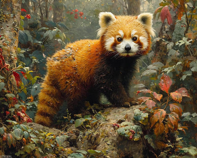 XTXGERL Paint by Number for Adults, Red Panda Ramble in Forest, Adult Crafts Paint by Numbers for Beginner, DIY Handmade Gifts 16x20 inch