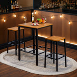 Greesum 3 Piece Patio Acacia Wood Bar Set with high Table and 2 Chairs All-Weather Outdoor Furniture for Backyard, Deck, Garden, Porch,Black Greesum