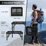 Grovind Folding Grill Table Camping Table with Mesh Desktop, Lightweight & Portable Outdoor Picnic Table, Height Adjustable Portable Grill Table for Outside Inside Use Grovind
