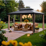 Devoko 10X13 FT Hardtop Gazebo Double Polycarbonate Roof Outdoor Canopy Gazebo with Nettings and Curtains Aluminum Frame for Patios, Gardens, Lawns (10' x13' Double Polycarbonate Roof) Devoko