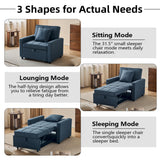 Yosonch Sofa Bed Chair Convertible ，Sleeper Sofa with Pull-Out Bed ，3-in-1 Futon Couch with Reclining Backrest and Side Pocket (Blue, 35.6‘) Yosonch