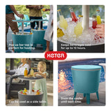Keter Modern Cool Bar Outdoor Patio Furniture and Hot Tub Side Table with 7.5 Gallon Beer and Wine Cooler, Dark Grey Keter