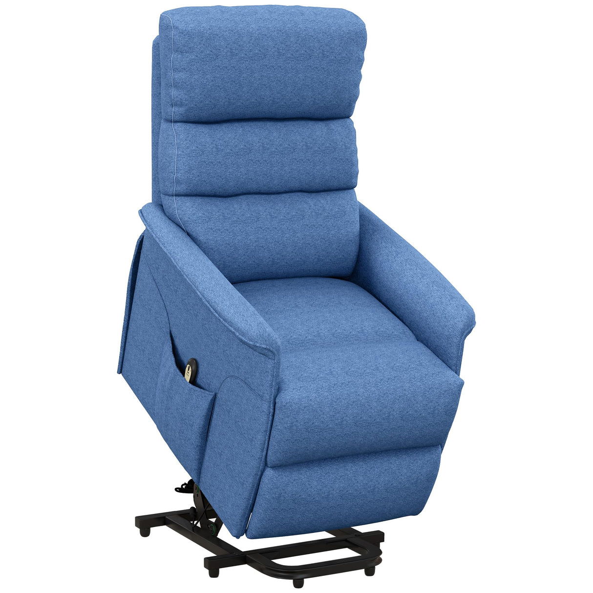 HOMCOM Power Lift Recliner Chair for Elderly, Easy Assembly, Fabric Lift Chair for Adults, Recliner Sofa with Remote Control, Side Pockets for Living Room, Blue HOMCOM