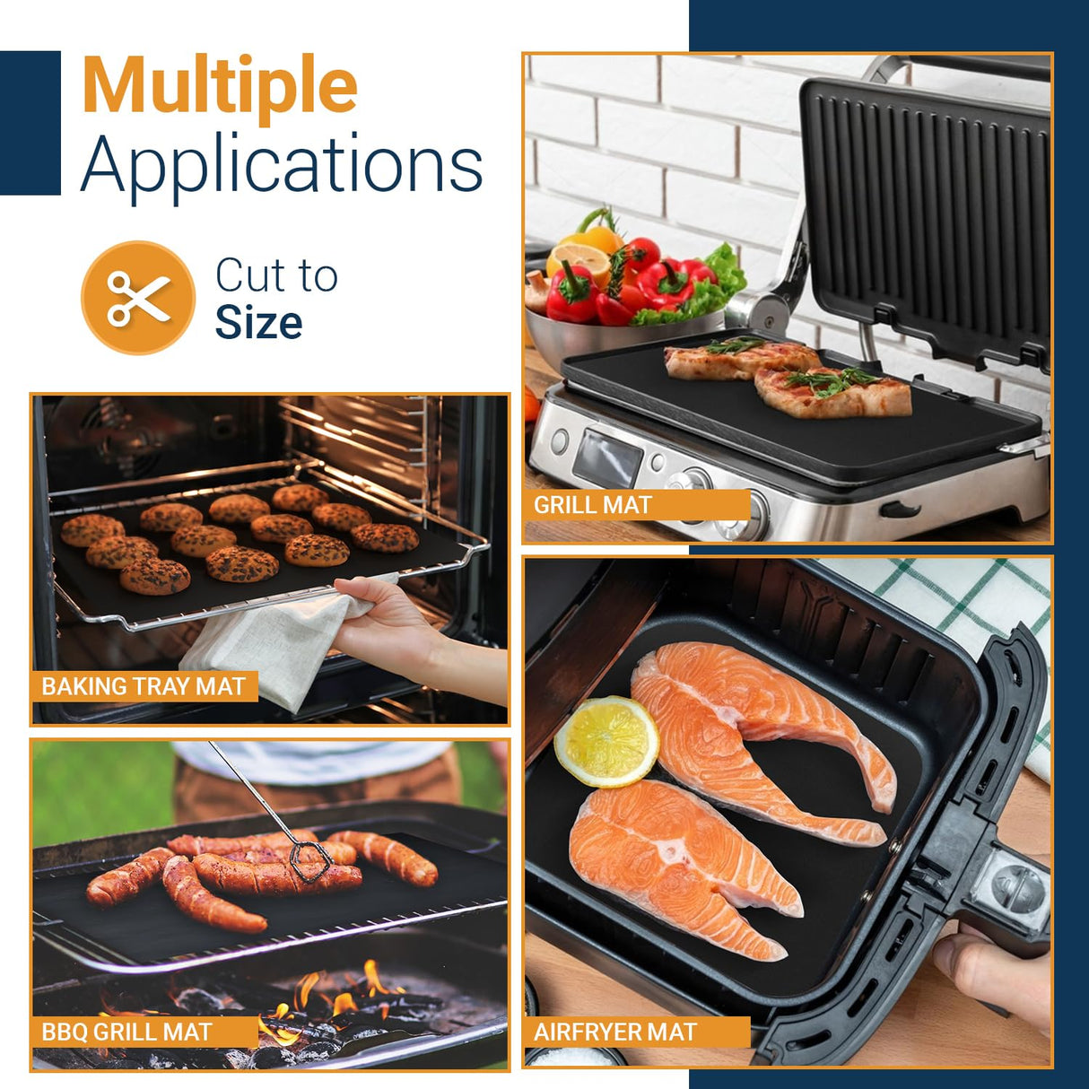 Oven Liners for Bottom of Oven - 3 Pack Large Heavy Duty Mats, 16.25”x23” Non-Stick Reusable Liner for Electric, Gas, Toaster Ovens, Grills - BPA & PFOA Free Oven Cleaning Kitchen Accessory (Black) Linda's Essentials