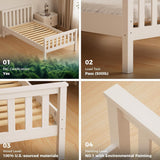 Twin Bed Frame with Headboard & Footboard,13 Wood Slats Support Wooden Platform, No Box Spring Needed, Easy Assembly, Farmhouse Style for Single Kids Room (38x75) -White KOBY HOME