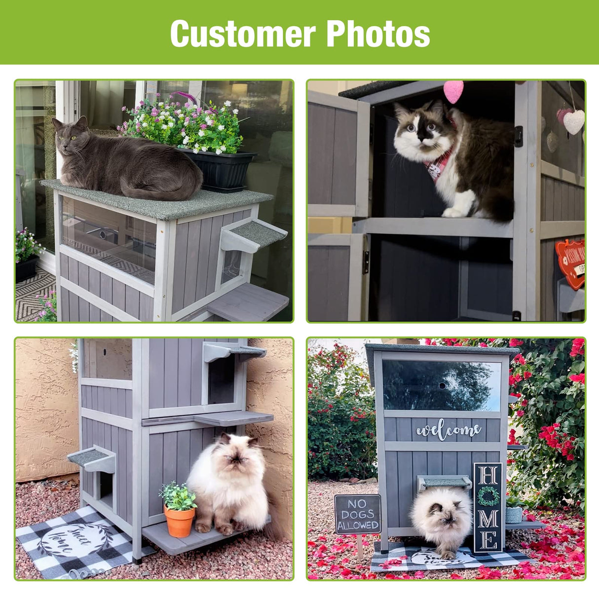 GUTINNEEN Cat House Outdoor Weatheproof Feral Cat Shelter Wooden Cat Condos for Winter with Escape Doors GUTINNEEN