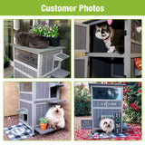 GUTINNEEN Cat House Outdoor Weatheproof Feral Cat Shelter Wooden Cat Condos for Winter with Escape Doors GUTINNEEN