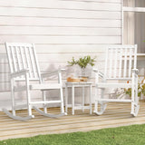 Cozyman Outdoor Rocking Chairs Set of 2, Acacia Wood Rocking Chairs, Patio Rocker Chair with Wide Seats, White Cozyman