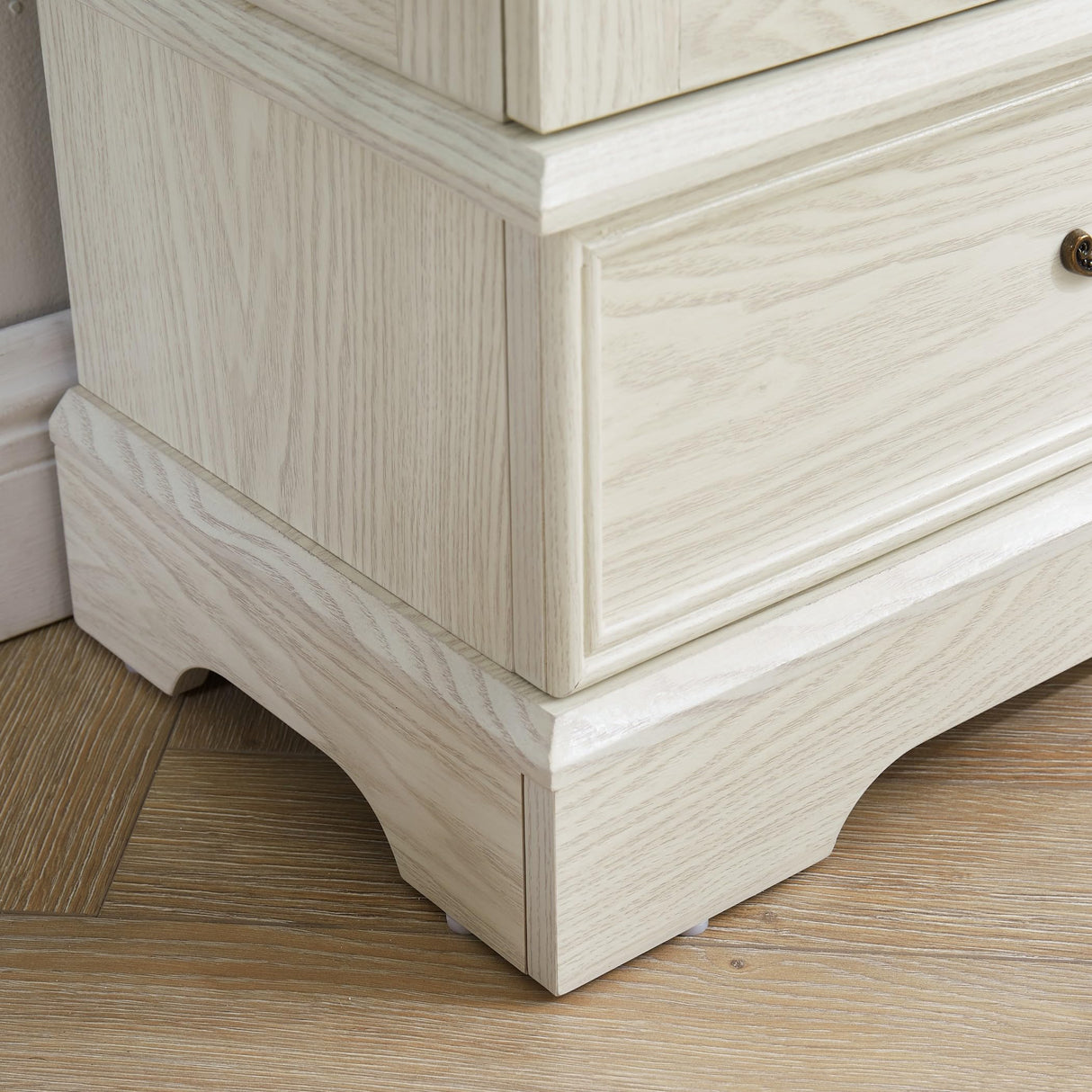 CKEASEAN Curio Cabinet 47" H Vintage Glass Display Cabinet with 3-Tier Adjustable Glass Shelves, Acrylic Mirrored Back Pane, Light Blub Included, China Cabinet for Living Room (White) CKEASEAN