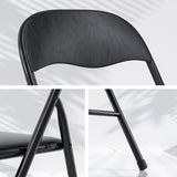VECELO Folding Card Table and Chair Set of 5 Foldable with Padded Upholstery Tabletop, Metal, Black VECELO