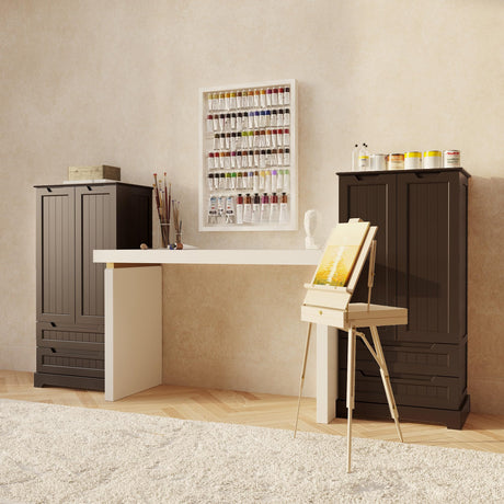 Gizoon 47" Dark Brown Kitchen Pantry Cabinet with Drawers & Shelves for Small Spaces Gizoon