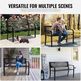 VEVOR Outdoor Bench,46 inches Metal Garden Bench for Outdoors, 480 lbs Load Capacity Bench, Outdoor Garden Park Bench with Backrest and Armrests, Patio Bench for Garden, Park, Yard, Front Porch VEVOR