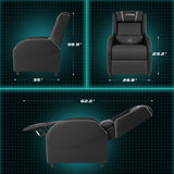 Homall LED Gaming Massage Recliner Chair Racing Style Single Living Room Sofa Comfortable Ergonomic Home Theater Seating (Grey) Homall