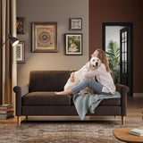 Vesgantti 65" Brown Loveseat, Comfy Small Couch, Mid Century Modern Decor Loveseat Sofa, Couches for Living Room, Small Couch for Bedroom, 2-Seat Sofa Living Room Furniture,No Tool Fast Assembly Vesgantti