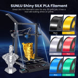 SUNLU 3D Printer Silk Filament,Shiny Silk PLA Filament 1.75mm, Smooth Silky Surface, Great Easy to Print for 3D Printers, Dimensional Accuracy +/- 0.02mm, Silk Silver 1KG SUNLU