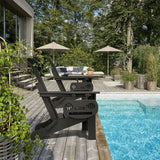 FOOWIN HDPE Folding Adirondack Chair Set of 4, All-Weather Resistant Adirondack Chair w/4 in 1 Cup Holder Trays, Adirondack Chairs for Outdoor, Patio, Lawn, Garden, Backyard Deck(Set of 4, Black) FOOWIN