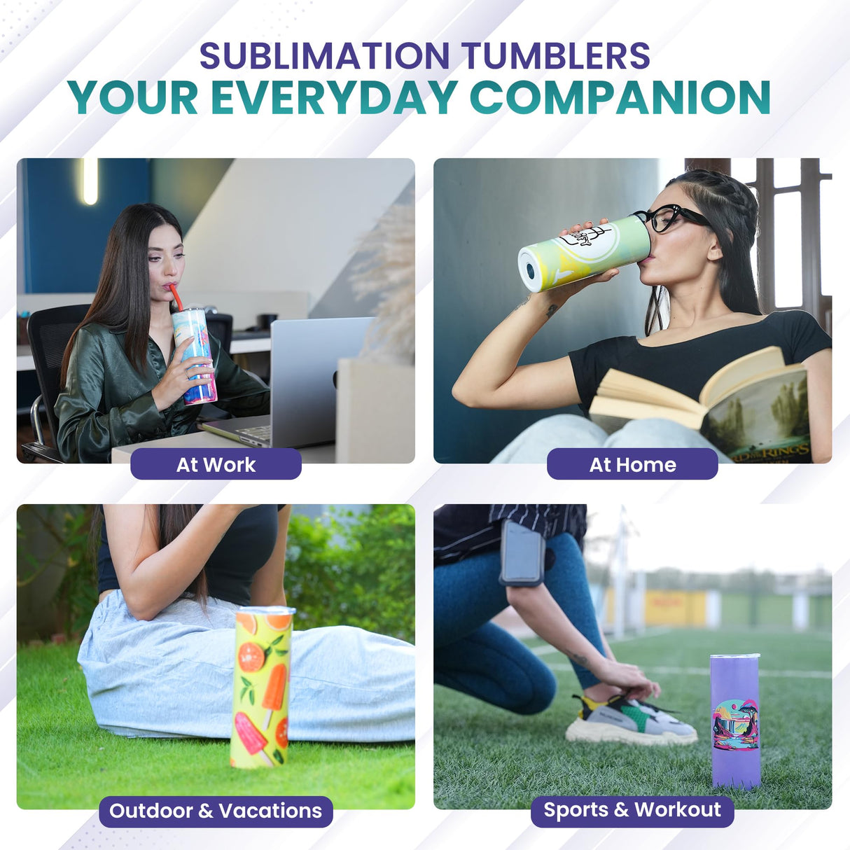 TAVIFY Sublimation Tumblers 20 oz Skinny Pack 12, Straight Double Insulated Polymer Wall for Vibrant Print, Blank Sublimation Tumbler Bulk with Lid, Straw & Shrink Wrap TAVIFY