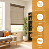 Radiance Cordless Bamboo Roman Shades for Windows - Flatstick Bamboo Blinds for Semi-Private Light Control - Easy to Lift & Fold Up Window Shades - Driftwood - 35 in. W x 64 in. L - (2216612E) Radiance