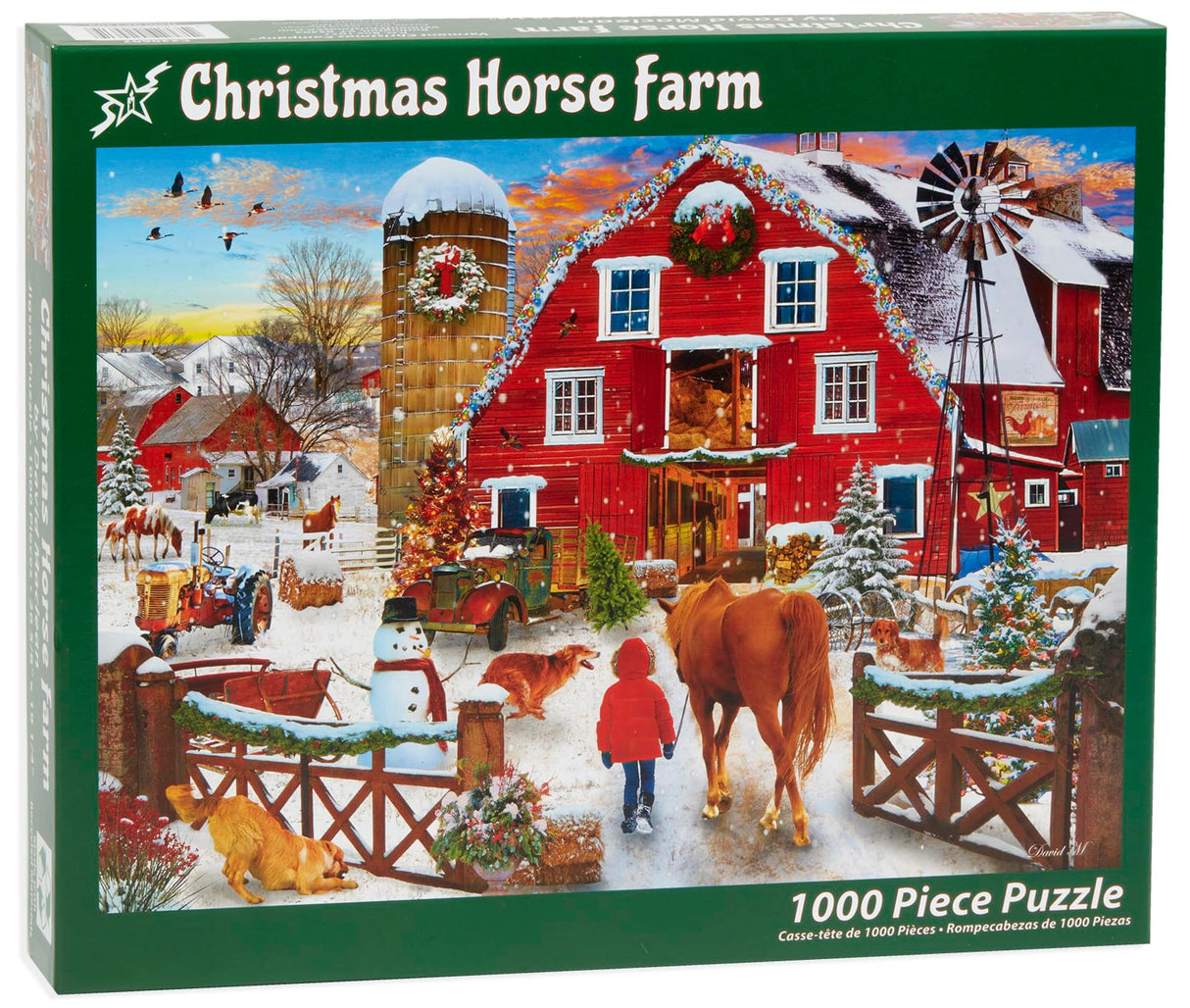 Vermont Christmas Company 'Christmas Horse Farm' Jigsaw Puzzle 1000 Piece - Fully Interlocking & Randomly Shaped Pieces - 26 5/8" x 19 1/4" Vermont Christmas Company