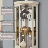 XZTUAJ Corner Curio Cabinet Display Case with Light, 69" H Glass Display Cabinet, Display Showcase Case Storage with Tempered Glass Door & Adjustable Glass Shelves for Living Room (Antique White) XZTUAJ