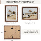 Heimlove 8x10 Picture Frames Natural Walnut,Original Wood Hand Make Crafted Photo Frame with Mat to 5x7 Graduation Picture Display,Family Picture,Wedding Picture Tabletop & Wall Decoration Heimlove