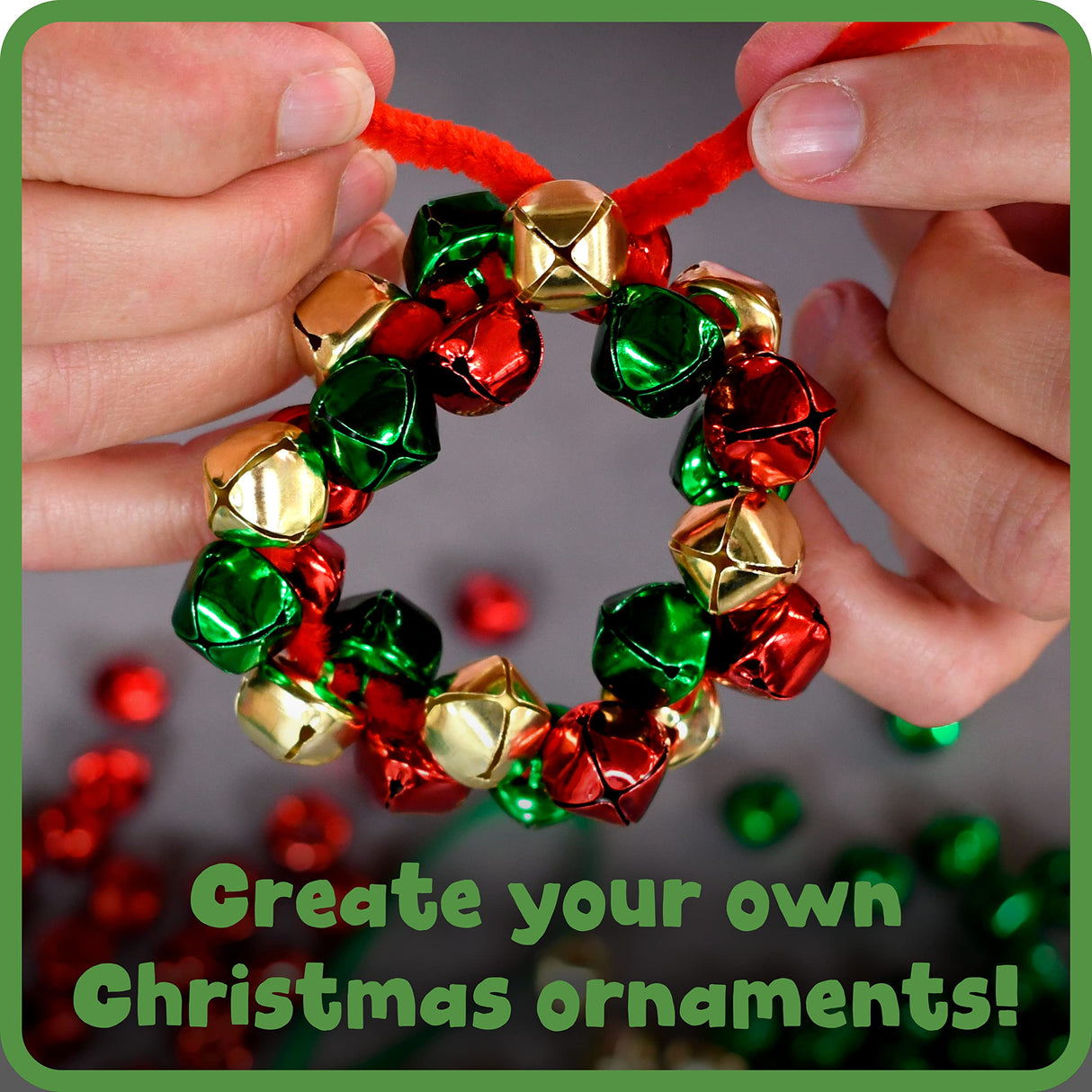 READY 2 LEARN Christmas Crafts | Create Your Own Jingle Bell Wreath Ornaments | Set of 4 | DIY Ornaments for Kids | Christmas Tree Decoration | All Materials Included READY 2 LEARN