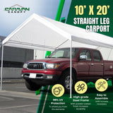 Caravan Canopy Powder Coated Heavy Duty Steel Frame Pop Up Carport with 6 Steel Stakes for Outdoor Activities and Events, White Caravan