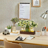 DUOER 3 Pcs Mason Jar Centerpiece Table Decorations for Dining Farmhouse Coffee Table Decor with Wood Tray and Led Light Table Centerpieces for Dining room Kitchen Living Bathroom,Green DUOER