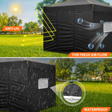 COBIZI 10x10 Pop Up Canopy Gazebo with Mesh Windows 2.0, Easy up Canopy Tent 10x10, Portable Waterproof Outdoor Canopie with 4 Removable Sidewalls & Carry Bag & 4 Stakes & Ropes, Black COBIZI