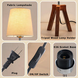 Dreamholder Wood Bedside Table Lamp, Tripod Desk Lamp with On-Off Switch, Nightstand Lamp with Fabric Shade for Reading, Bedroom, Living Room, Office, Walnut Base with Linen Shade(Without Bulb) Dreamholder