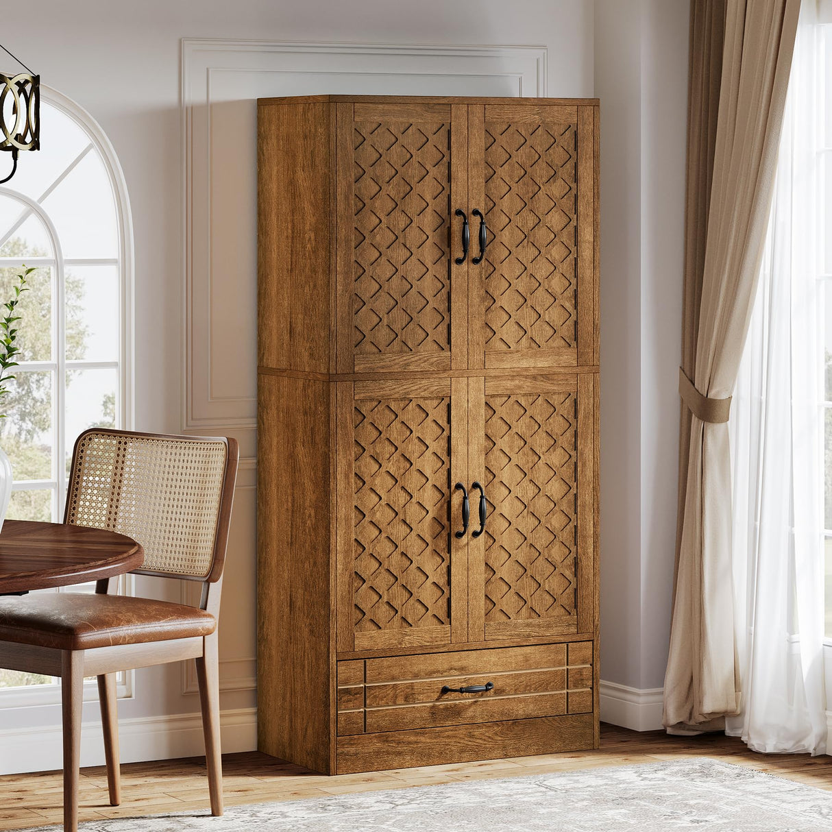 Tribesigns 70" Tall Pantry Storage Cabinet with Doors, Shelves, Drawer - Large Rustic Brown Food Storage for Kitchen, Dining Room, Bathroom, Tribesigns