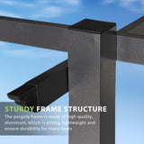 Aoxun 10'x10' Outdoor Pergola, Retractable Adjustable Roof, Aluminum Sun Shade Canopy, Modern Metal Patio Brown Shade Cover for Garden, Backyard and Deck Aoxun